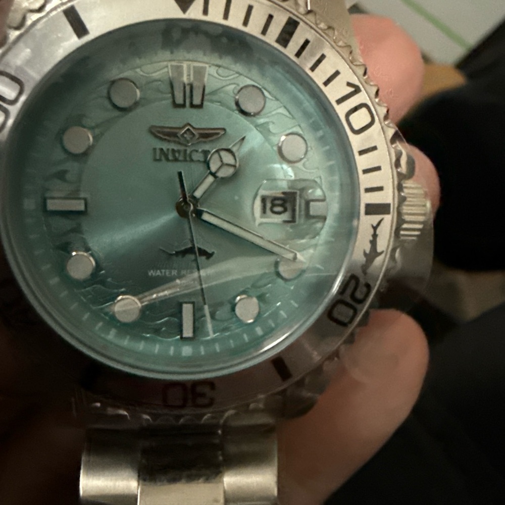 Invicta Silver Watch with Turquoise Dial